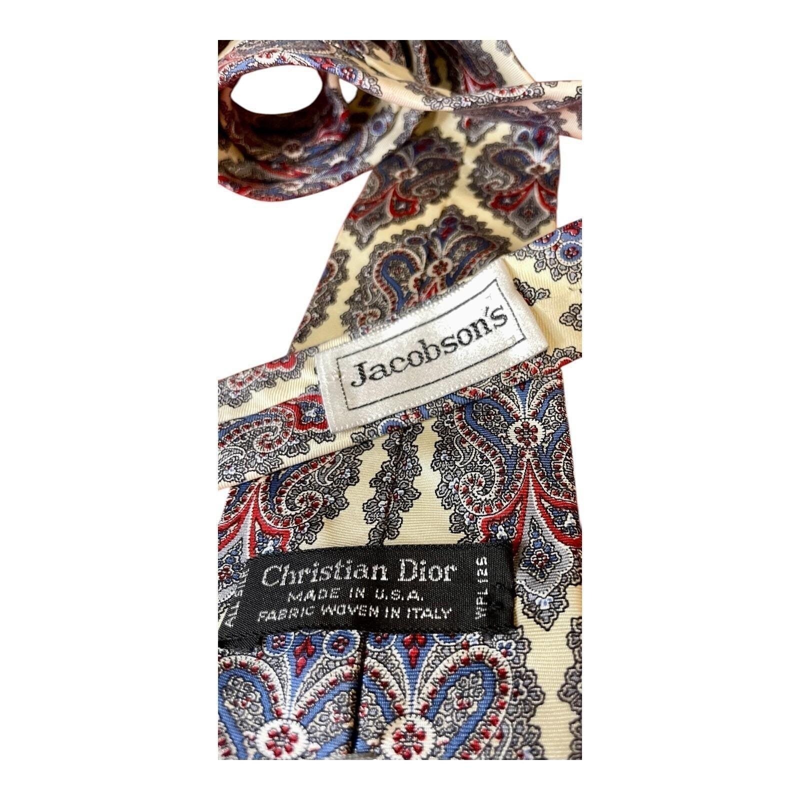 Christian Dior Silk Jacobsons Vintage Men's Neck Tie Paisley Print 100% Silk — image 5 of 5